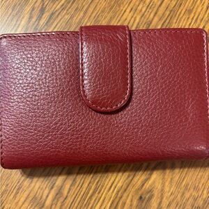 mundi Red Leather Snap Wallet